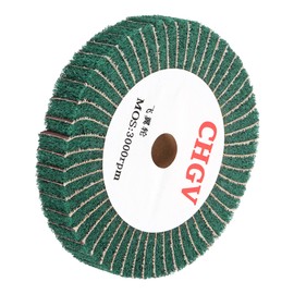 sourcing map 150mm x 25mm 180 Grit Non-Woven Polishing Burnishing Wheel Abrasive Cloth Nylon Wire Drawing Flap Wheel for Stainless Steel Metal Green