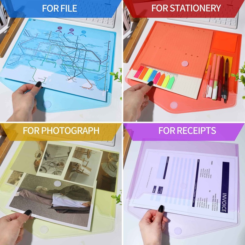 LEOBRO Plastic File Folders for Documents, 20 Pack Plastic Envelopes,