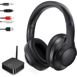 ROSIDA Wireless Headphones for TV Watching with Transmitter, Black