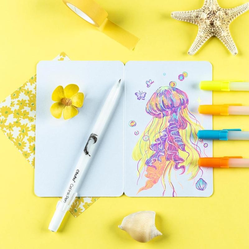 Ohuhu Gel Ink Pens: 12 Pack Extra Fine Point Opaque