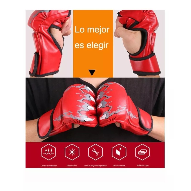 Dolores Guantes Entrenamiento Medio Dedo Kickboxing Box Fighter Muay