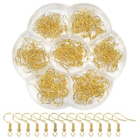 Earring Hooks,TOAOB 140pcs Hypoallergenic Earrings Hooks Plated Gold Ear Wires Fish Hook Ball Coil French Wire Hooks Jewelry Findings Parts for DIY Jewelry Making