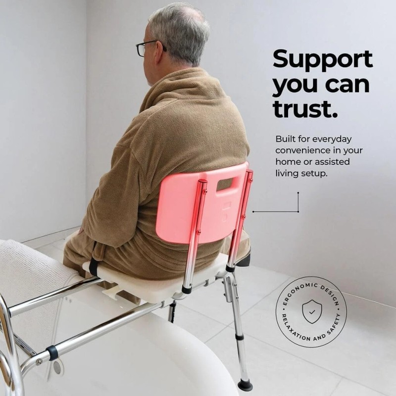 Medical King Sliding Shower Transfer Bench, Adjustable Height, Holds Up