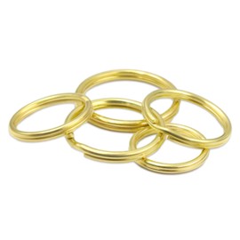 Bluemoona 10 Pcs - Brass Round Edged Keyring Keychain Split Ring 25mm 1" for Clip Key