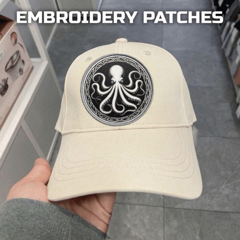 Patches for Backpacks, Funny Octopus Round Patches Embroidered Tactical Patches,