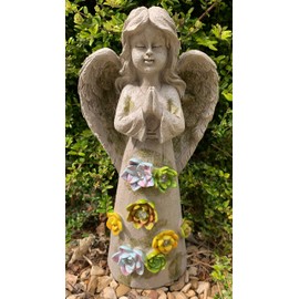 G&H Decor – 31cm Angel Solar Lights Outdoor Garden Ornament - Amazingly Detailed Angel Garden Statue for Patio Balcony Lawn Patio Outside - Hand Painted Holy Achangel Statues Ornaments Figurines