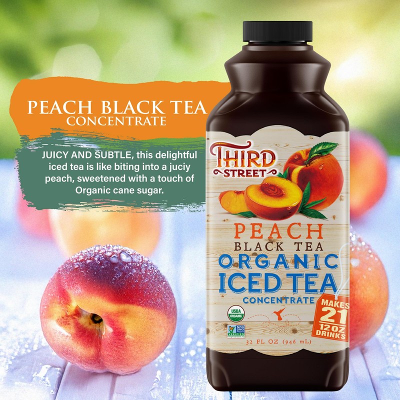 Third Street Chai Organic Peach Black Tea Concentrate 6-Pack, Premium