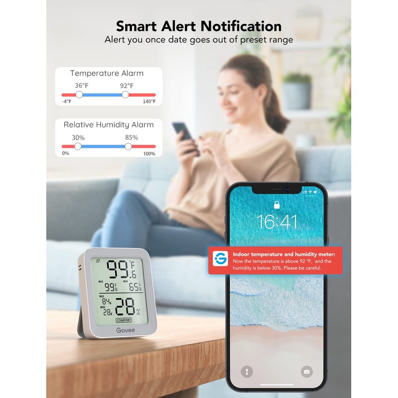 Govee Indoor Hygrometer Thermometer 3 Pack, Bluetooth Humidity Temperature Gauge