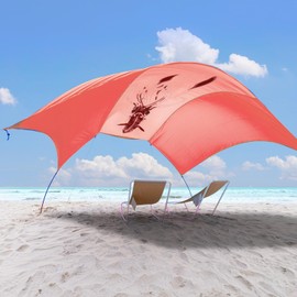 ALYCASO Sun Shade Canopy Shelter, Wind Canopy for Beach, Backyard, Park, Dessert, Light Weight, Easy Set Up, 150 Sq. Ft. of Shade for 3-6 People, Burnt Coral