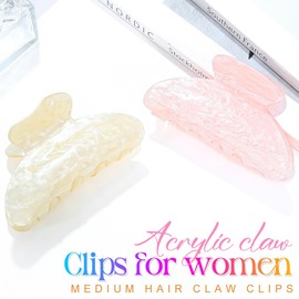 Banatra Acrylic Claw Clips Medium Hair Clip Cute Clip Claws Fancy Hair Accessories for Women and Girls (Pink and Beige)