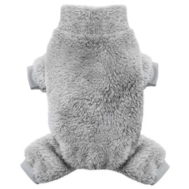 Idepet Velvet Dog Pajamas, Turtleneck Dog Sweater Fuzzy Plush Onesie Soft Cat Apparel Pet Clothes Winter Outfit Doggy Pjs Puppy Jumpsuit for Small Dogs Cats (Grey,XL)