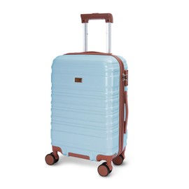 QIMER 20 Inch Carry on Luggage 22x14x9 Airline Approved Blue PC Hardside YKK ZipperedDouble Spinner Wheels Lightweight Suitcase TSA Lock Travel for Men and Women