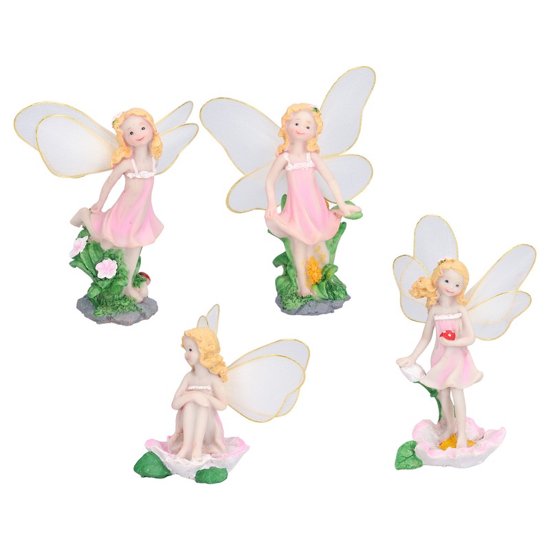 4Pcs Flower Fairies Figurines Statue Garden Home Ornament Resin Model