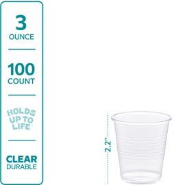 Comfy Package Clear Plastic Cups [3 oz - 100 Count] – Small Disposable Drinking Cups for Water, Mouthwash, Bathroom, Tasting & More – Crystal Clear, BPA-Free, Durable Polypropylene