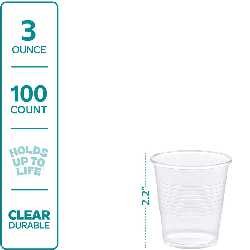 Comfy Package Clear Plastic Cups [3 oz - 100 Count]