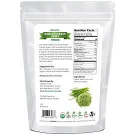 Z Natural Foods Organic Barley Grass Juice Powder - Made in USA, USDA Organic Nutrient-Dense Green Drink Mix for Energy, Detox with Amino Acids - Antioxidant Juice Blend for Water, Smoothies, 1 lb