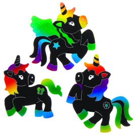 Baker Ross AW625 Unicorn Scratch Art Magnets (Pack of 10), Black