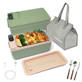 SL Nevnmoe Cordless Electric lunch box, Battery Powered Heated Lunch Box，Food Heate 1L Adjustable heating time Comes with tableware and insulated bag Used for trucks, camping, offices