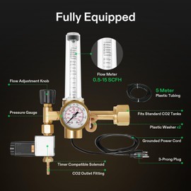 VIVOSUN Hydroponics CO2 Regulator Emitter System with Solenoid Valve Flowmeter for Grow Room Grow Tent Garden