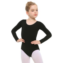 Stelle Long Sleeve Ballet Leotards for Girls Dance Leotard Black Gymnastics Ballet Outfits (Toddler/Little Kid/Big Kid) (Black,4T)