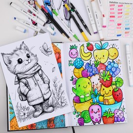 Halobios Marker Pad, 8.3”x11.7”Portable A4 Art Sketch Book,80 Sheets/160 Pages 120 lb/200 GSM Professional Marker Drawing Paper for Alcohol Markers,Artists,Beginners