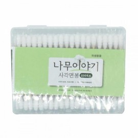 Hygienic Wooden Stick Square Cotton Swabs 200pcs Disposable Cotton Swabs 3ea
