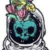 Space Man Skull Astronaut with Flowers Patch Embroidered Applique Badge