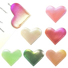 6PCS Leather Heart Bookmarks, Corner Bookmark, Page Markers for Women, Kids, Teachers, Students, Reading Gifts for Book Lovers, Bulk Classroom Prizes for Girls & Boys