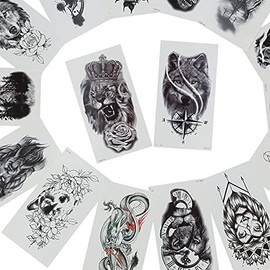 Etiqueta Engomada del Tatuaje de los Hombres, 16 Hojas de Tatuajes Falsos a Prueba de Agua Tigre Lobos Patrón de Animales Tatuaje Sticke Tatuajes Extraíbles de Larga Duración para Hombres Y Mujeres