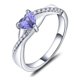 YL 925 Sterling Silver Engagement Rings Heart Cut 5MM Created Tanzanite Infinity Ring for Women-size8