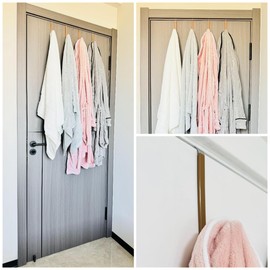 Mars-Rock Over The Door Hooks 4 Pcs L=5.5" Fit 1 3/8" Door Brown Plastic Coating for Hanging Towel Robe Hanger for Bathroom Dorm Room Bunk Bed Wreath Ironing Board Holder Cute Thin Single Heavy Duty