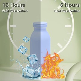 AMFUN Water Bottle Vacuum Insulated Bottle,350mlStainless Steel Sports Water Bottle,BPA Free, Leak Proof for 12hrs Hot & Cold Drinks Water Coffee Milk,Home, Work, Gym & Travel (Blue)