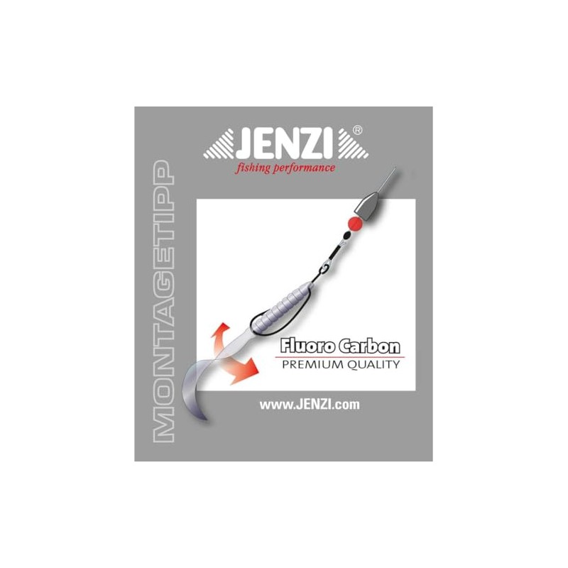 Jenzi Fluorocarbon Texas Rig with Offset Hooks and Weight #1/0