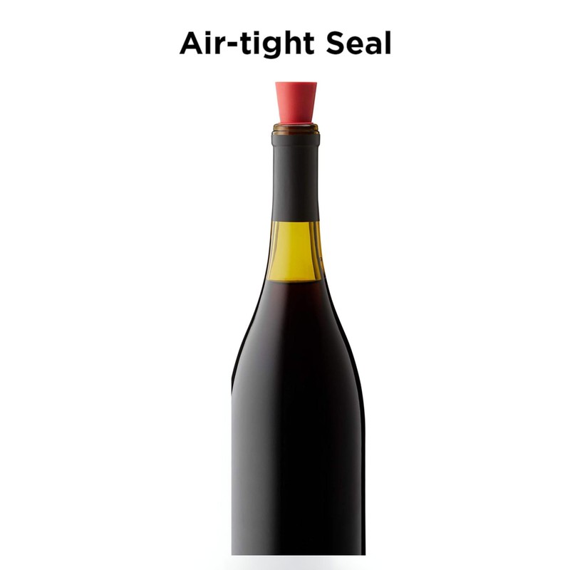 Rabbit Wine and Beverage Bottle Stoppers with Grip Top, Red