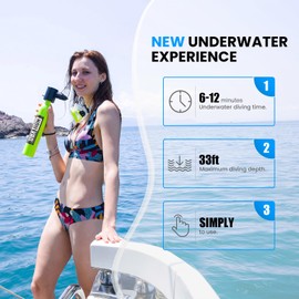 HOUVAN Mini Scuba Tank 0.5L Capacity Inflatable Diving Tank DOT Certified Support 6-10 Minutes of Underwater Breathing Portable Scuba Tank up to 33feet for Underwater Work/Underwater Recreation,A-G