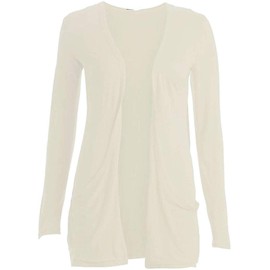 Loxdonz Kids Girls Boyfriend Cardigan Open Front Casual Long Sleeve Fashion Top with Pockets Age 5-13 Years (13 Years, Cream)