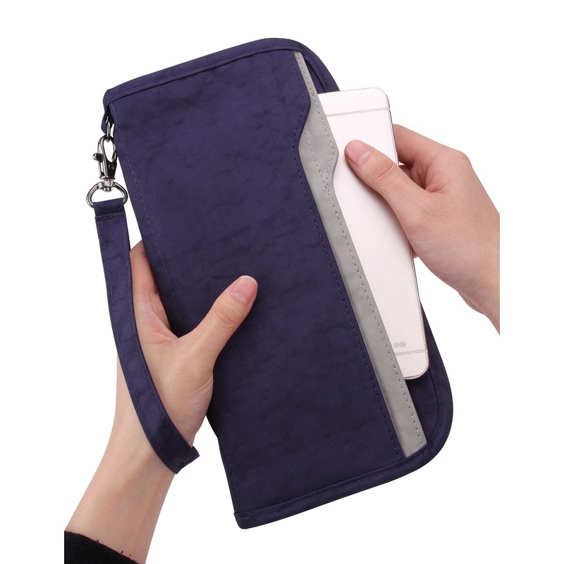 Zoppen RFID Travel Wallet & Documents Organizer Zipper Case, Family