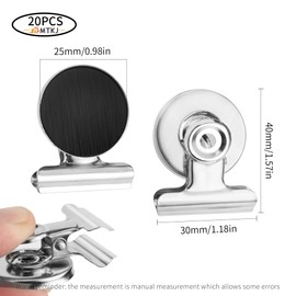 Pack of 20 Magnetic Metal Clips, Magnetic Clips, Super Strong Magnetic Clips for Magnetic Board, Fridge Photo for School, Home, Office