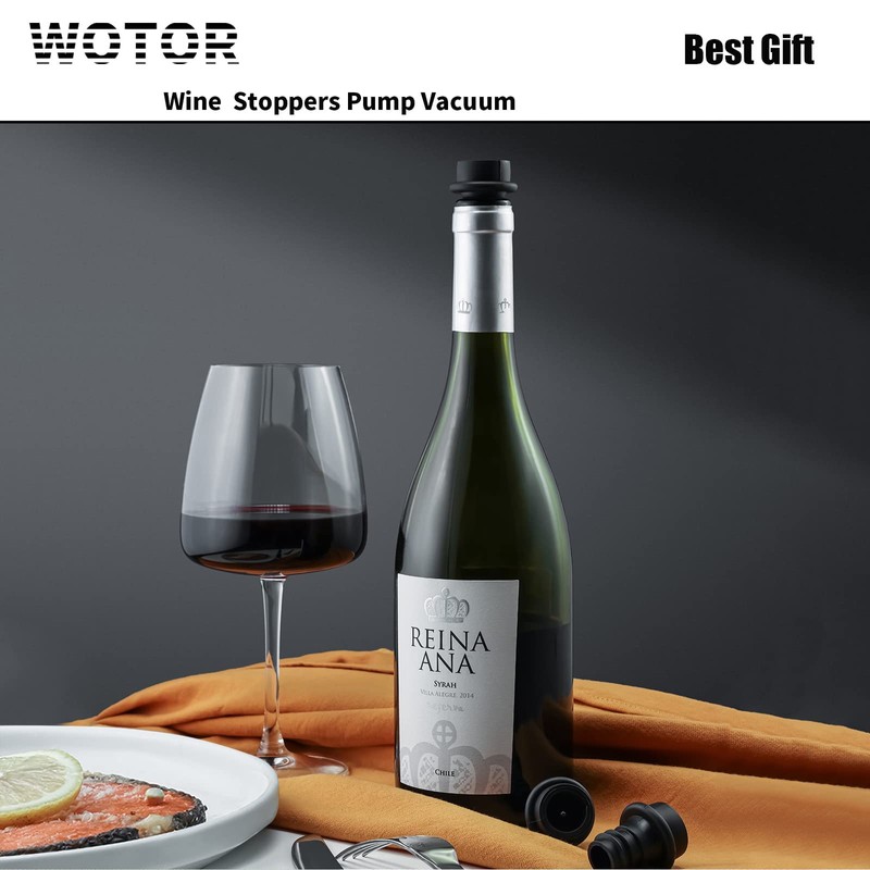 WOTOR Wine Stoppers Vacuum, Wine Saver, Wine Pump Vacuum Stoppers,