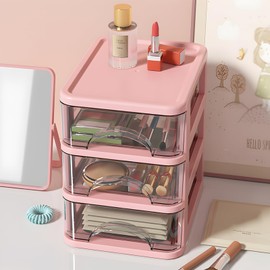 Iwinna Schreibtisch-Organizer, Schubladen, Schreibtisch-Organizer, Make-up-Schubladen-Organizer, transparenter Schreibtisch-Zubehör, Schreibwaren-Organizer für Büro, Zuhause, Schule, Wohnheim, 3