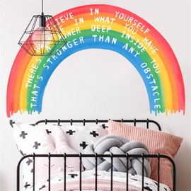 WOHAHA Rainbow Large English Believe in Yourself Inspirational Sayings Wall Sticker for Kids Room Bedroom Wall Sticker Rainbow Wall Sticker Stylish Wallpaper Girl Bedroom Kindergarten Nursery Wall