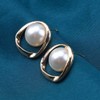 Atentuyi Boho Pearl Earrings Gold Hoop Earrings Punk Hollow Circle