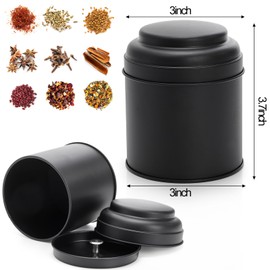 Lawei 9 Pack Tea Tin Canister with Airtight Double Lids, 8 Oz Round Loose Tea Containers, Small Kitchen Tin Can Box for Storage Loose Bags Coffee Sugar Candy Spices, Christmas Gift, Black