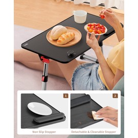 SAIJI Laptop Bed Tray Table, Adjustable Home Office Standing Desk Portable Lightweight Foldable Lap Desk for Sofa Couch Floor Working Studying Reading Writing Eating,Fit Up to 17" Laptop(Large，Black)