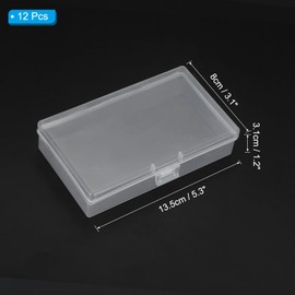 PATIKIL 5.3x3.1x1.2 Inch Mini Plastic Storage Containers Box, 12Pcs Clear Rectangle Organizer Container with Hinged Lids for Collecting Small Items Beads Jewelry Art Craft