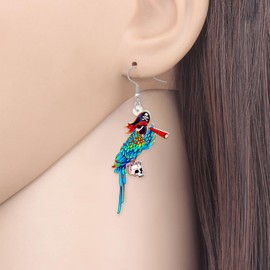 WEVENI Acrylic Macaws Parrot Earrings Bird Dangle Drop Colorful Jewelry Gift For Women Girls Summer Spring Charms Accessories (Pirate C)