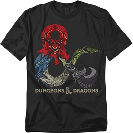 Dungeons & Dragons Dragons in Dragons Unisex Adult T-Shirt for Men and Women, Black, Large