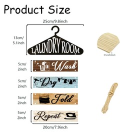SUPERDANT 5 PCS Laundry Room Wooden Signs Wall Decorative Plaque Laundry Room Decor Wall-mounted Removable Hanging Wood Signs Entryway Wall Art Decor for Laundry Room Bathroom Decorations