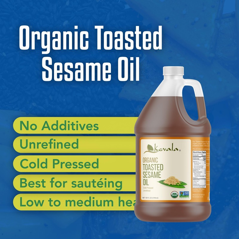 Kevala Organic Toasted Sesame Oil - Oil with Medium Smoke