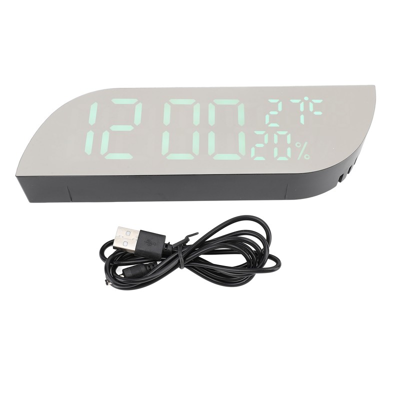 Digital Alarm Clock Multifunction Innovative Silent Temperature Humidity LED Mirror